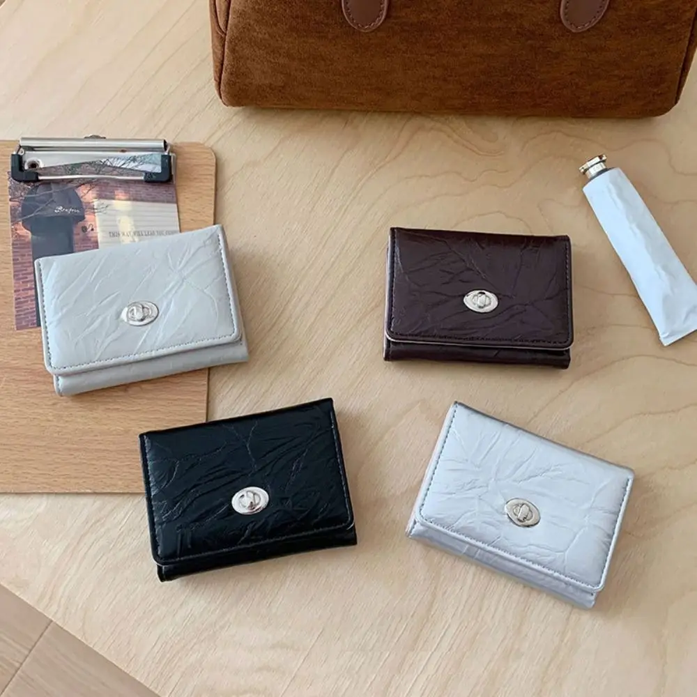 New PU Leather Wallet Silver Color Large Capacity Coin Pouch Personality Coin Purse