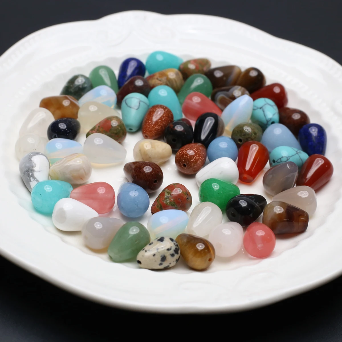 

50PCS Wholesale Water Drop Shape Stone Beads Natural Crystal Agate Jewelry Production DIY Necklace Bracelet Accessories Gift