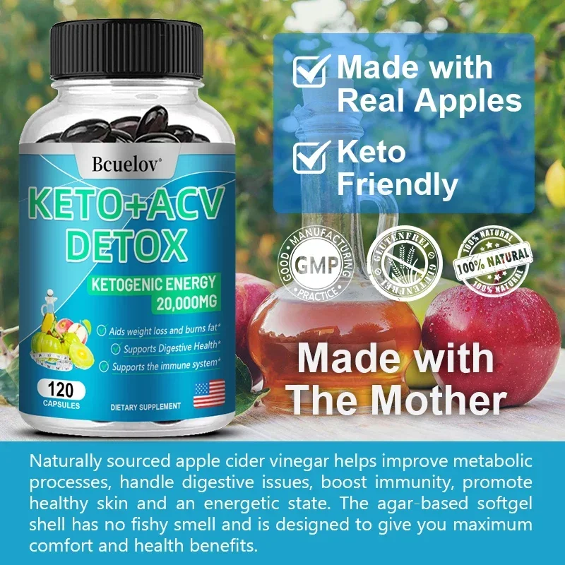 Keto + ACV Detox-20,000 mg Apple Cider Vinegar for Digestion, Detoxification, Weight Management and Fat Burning
