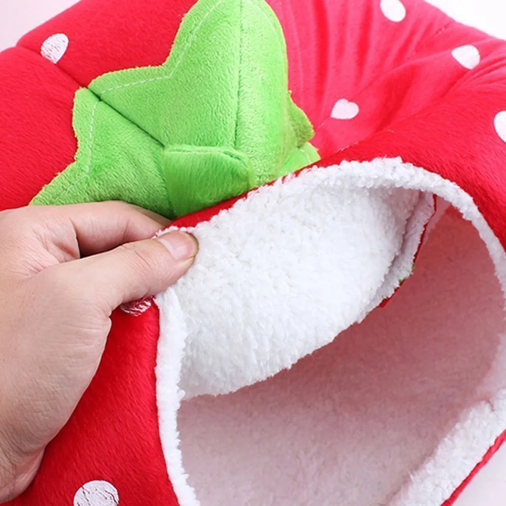 Cute Strawberry Pet Dog Cat House Foldable Warm Soft Winter Dog Bed Sofa Cave Hut Puppy Dog House Kennel Nest Pet Supplies - Image 6