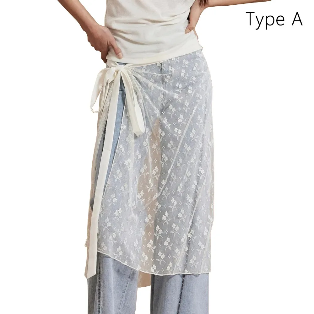 Sheer Lace​​ Lace Up Skirt See-Through Skirt​​ ​​Glitter Sequins​​ ​​Sequins Flower Apron​​ ​​Boho Design​​ ​​Adjustable Ties​​