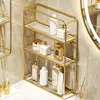 Acrylic Bathroom Shelf Free Punch Washstand Wall Cosmetic Light Luxury Bathroom Multi-layer Gold Storage Shelf Accessories 5