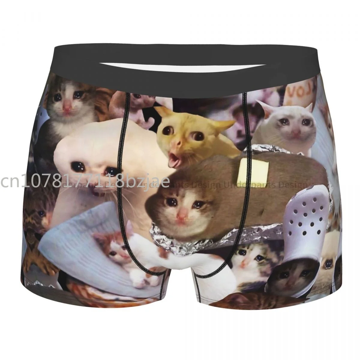 

Crying Cat Memes Underpants Homme Panties Male Underwear Print Shorts Boxer Briefs