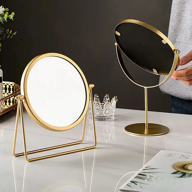 Miroir de bureau en fer rotatif à 360 degrés, Texture miroir de maquillage pour dames, miroir créatif en fer, fort sens du Style 3