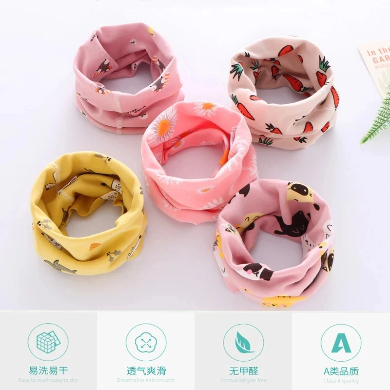 1/2pcs 방풍 어린이 스카프 봄 겨울 소년 소녀 목 따뜻한 풀라 스카프 머플러 야외 코튼 스카프 귀마개  네크커