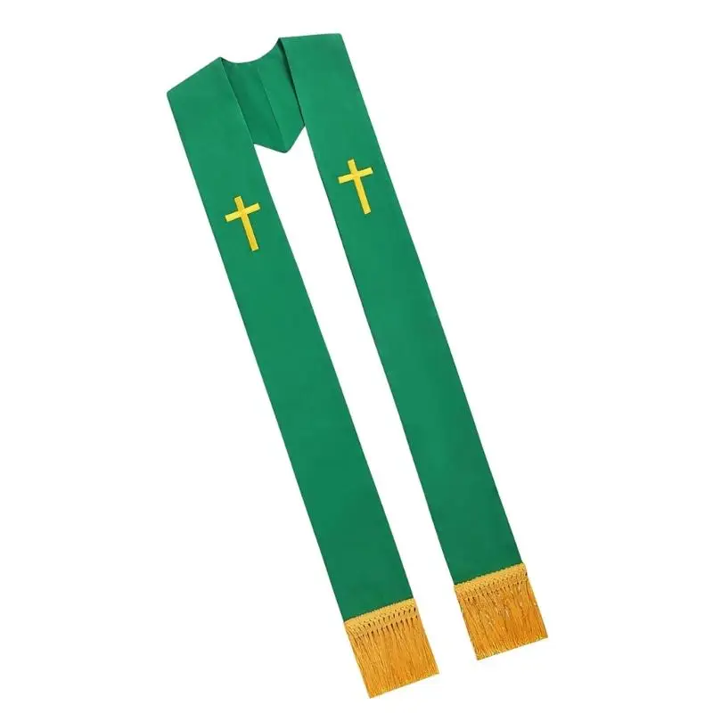 39BD Religiöse Schärpe, Stola, Stickerei, gekreuzte Fransen, Schal für zeremonielle Anlässe – Detail 9