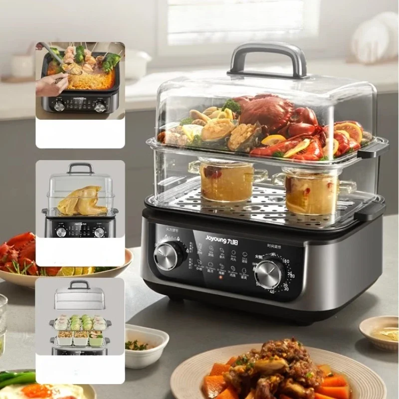 Electric Steamer Multi-functional Multi-layer Cooking Integrated Pot Stainless Steel Large Capacity Removable and Washable 4