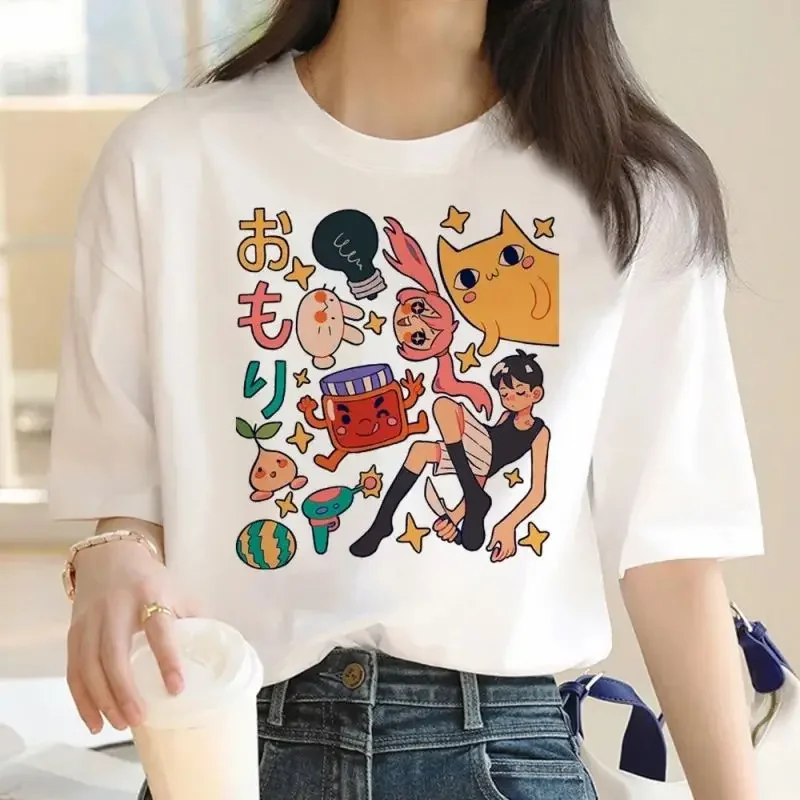 Omori Anime T-shirt Harajuku Women Crew White Basic Tee Aesthetic