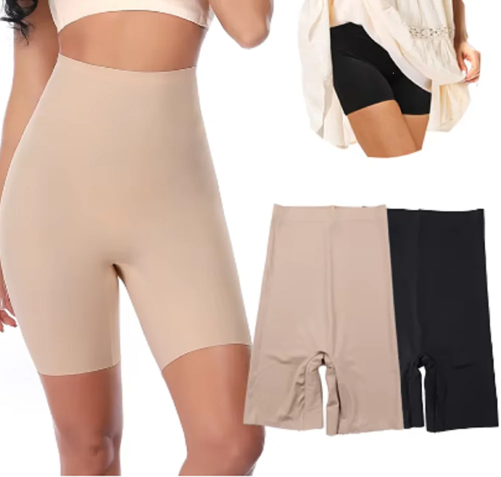 Anti Chafing Slip Shorts Women High Waist Safety Boyshorts Invisible Under Dress Seamless Underwear Cool Smooth Control Panties