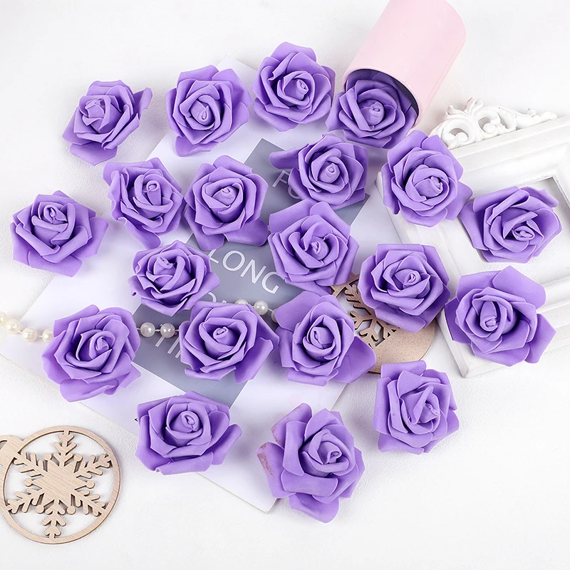 20pcs 6-7cm Rose Flower Head Foam Artificial Roses for Wedding Bouquet Table Decoration Christmas Party Home DIY Craft Gifts