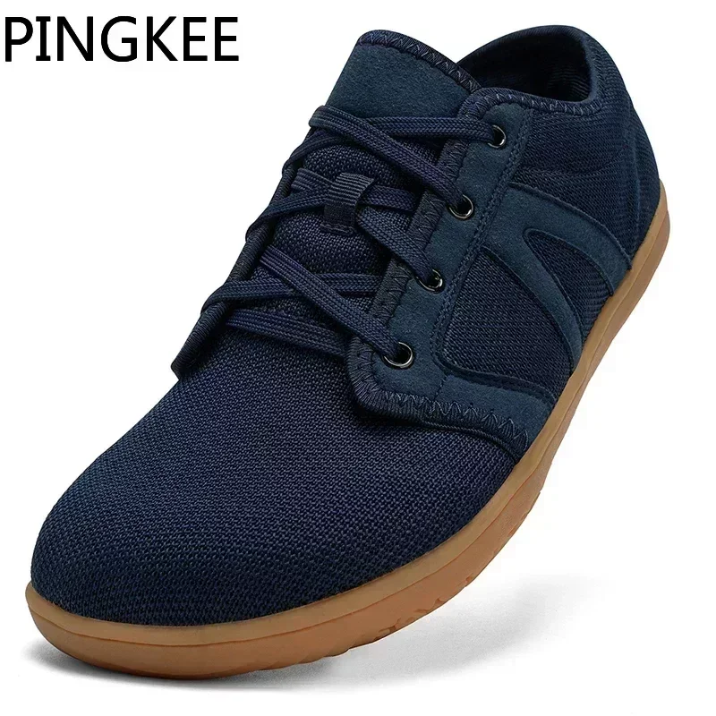 PINGKEE Unisex Wide Toe Barefoot Shoes For Men Zero Drop Men\'s Original Casual Trekking Trail Running Mesh Breathable Sneakers