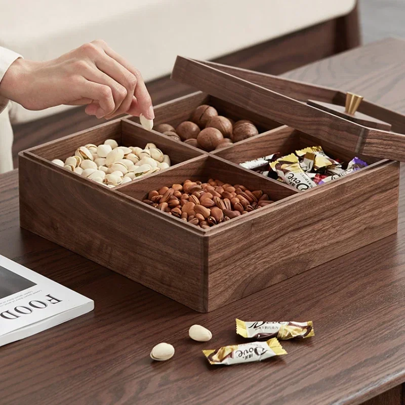 Elegant Solid Wood Fruit Box Chinese-Style Candy Holder with Lid