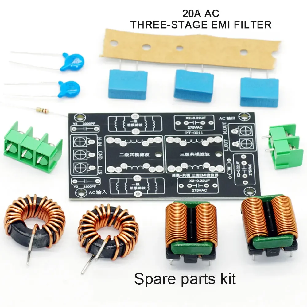 3-Stage EMI Power Filter Board with FCC Certified Electromagnetic Interference Protection - DIY Kit