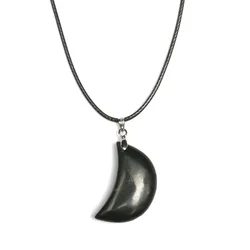 Mineraali-Pedra De Proteção Natural Shungite, Lua Crescente Forma Pingente, Cristal De Cura Original, Pedras Pretas Espirituais Rússia