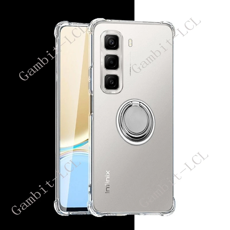 Enhanced Ring Holder Back Phone Cover - Soft TPU Silicone Case for Infinix Hot 50 Series