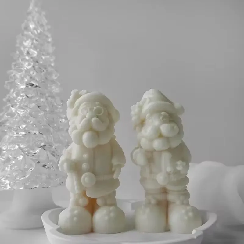 Wear glasses Santa silicone mold 3D Santa scented candle soap plaster crafts Resin clay mold Christmas gift making tool