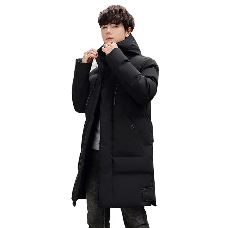 Men Winter Jacket For Men Coat Solid Black Men's Park Long Warm Parkas Warm Male Thick Cotton Padded Slim Outerwear 8XL Black