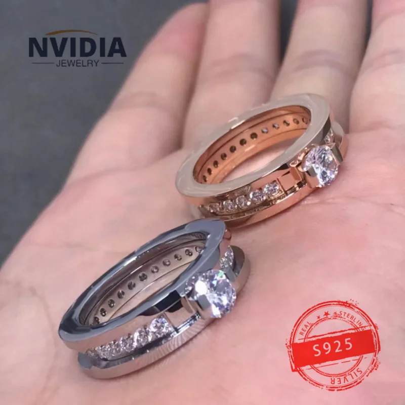 

2024 Fashion Hot Selling Brand Jewelry BV Customized S925 Silver Luxury Women's Diamond Ring Exquisite Birthday Party Gift