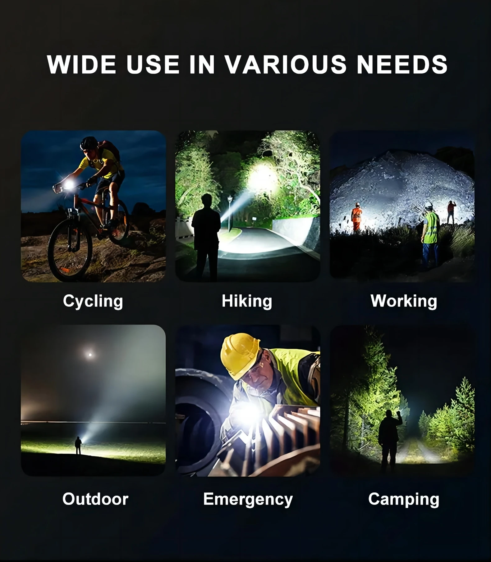 Description Picture 3 of itemPowerful LED Flashlight High Power Laser Torch Rechargeable Flashlight Emergency Camping Multifunctional Lantern Fishing Light