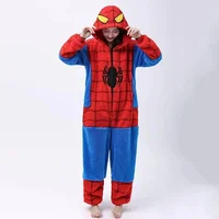 Pajamas Adult Spiderman Cosplay Costume Nightgown Home Flanne Hooded Sleepwear Jumpsuit Pajamas for Women Men Spider Man Costume