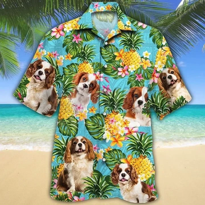 

Cavalier King Charles Spaniel Pineapple 3D All Over Printed Hawaiian Shirt Men's For Women's Harajuku Casual Shirt Unisex