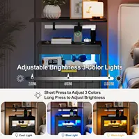 Height Adjustable Nightstand with Charging Station, LED Bedside Table 2 Drawers, Smart Wooden End Table Dorm, Customized 4