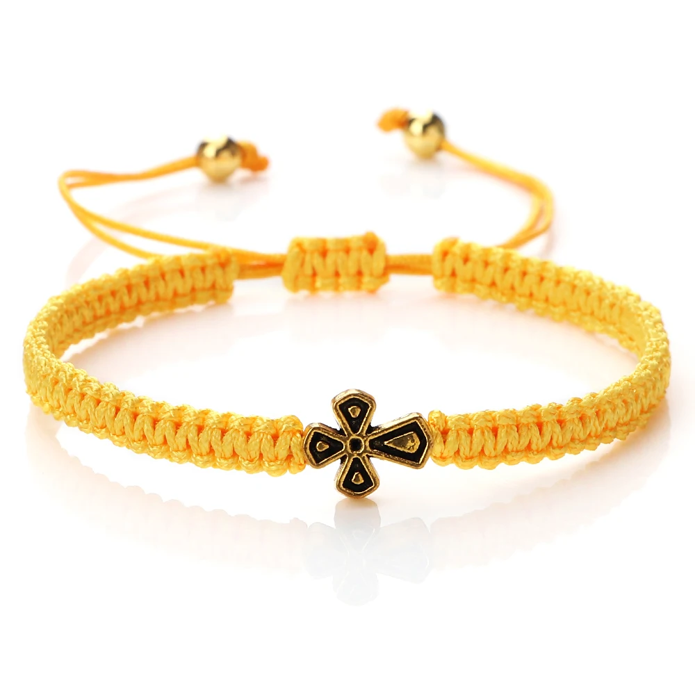 Adjustable Braided Rope Bracelet With Sideways Cross Charm - Gold/Silver Stainless Steel Faith Jewelry For Men & Women - View #9