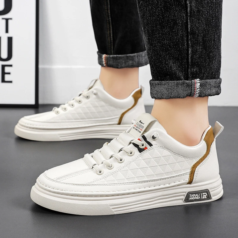 

Кроссовки мужские на шнуровке, плоская подошва, Вулканизированная подошва, Нескользящие, однотонные, Повседневная модная Уличная обувь, универсальные, весна 2023