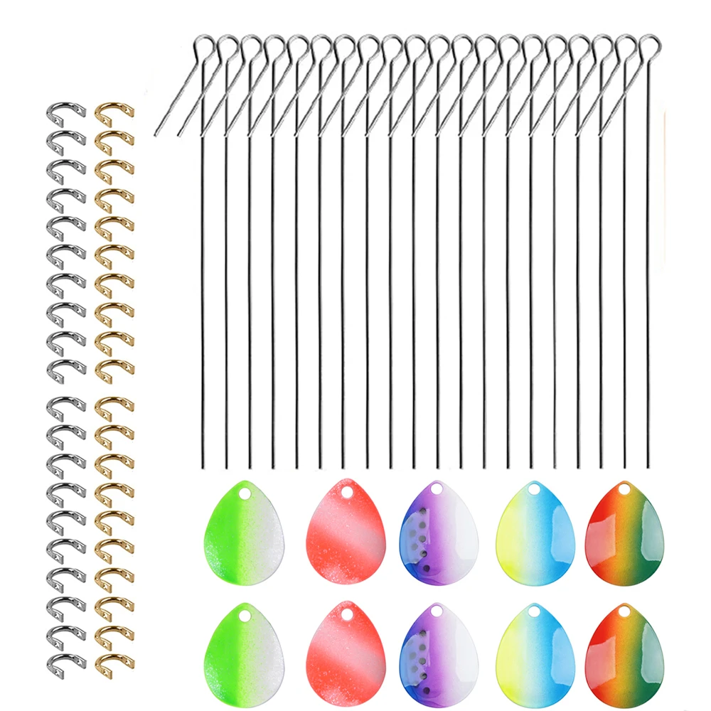 70Pcs Easy Spin Colorado Willow Spinner Blades Cucchiaio Di Metallo Per Spinnerbait Buzzbait Bass Trout Spinner Fishing Lure Making Kit