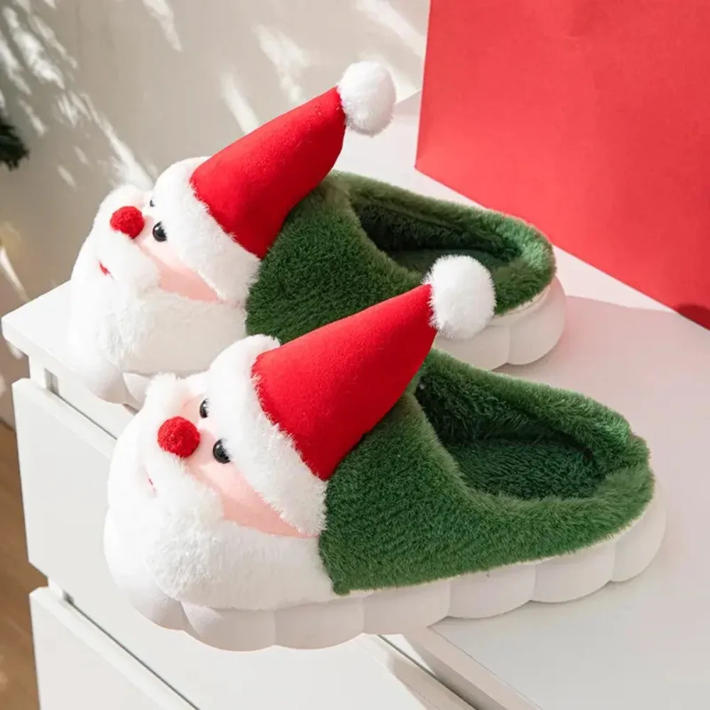 Winter Warm Slipper Christmas Fashion Snow Cold Warm Home Cotton Slippers Women Girls Shoes Cute Santa Claus Footwear 3