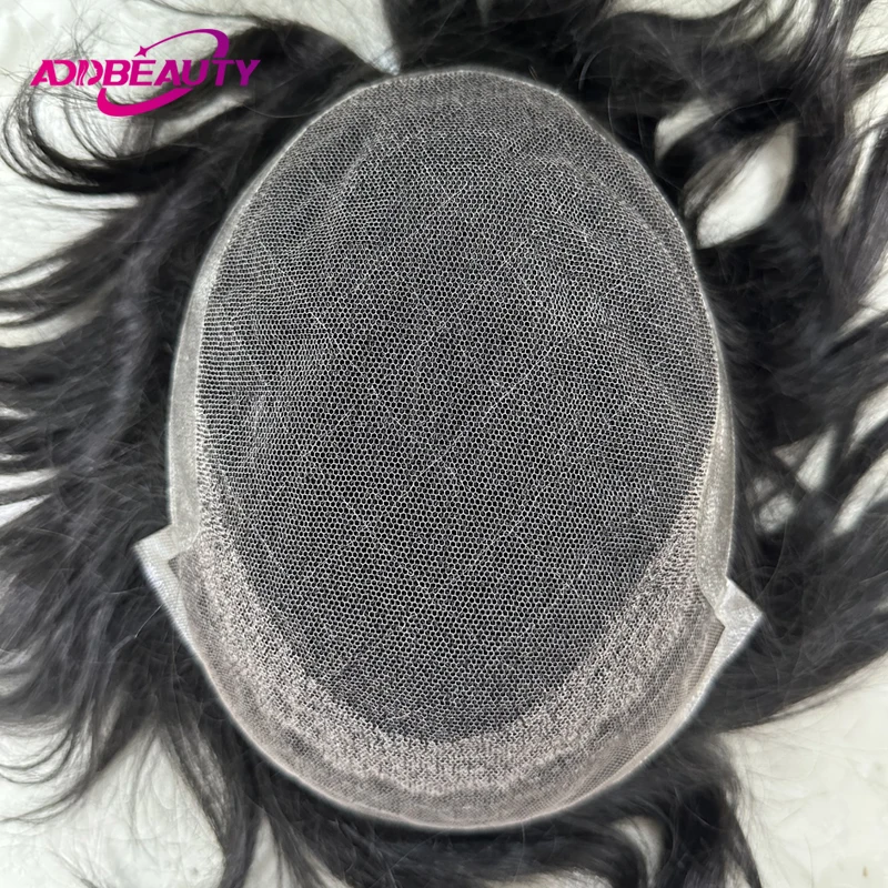 Protesi Capillare Uomo HD Lace, Sistema di Capelli Naturali, Parrucchino Topper HD Lace PU, Parrucca Uomo in Capelli Umani Indiani, Parrucche per la Linea del Capello