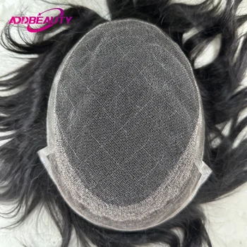 Protesi Capillare Uomo HD Lace, Sistema di Capelli Naturali, Parrucchino Topper HD Lace PU, Parrucca Uomo in Capelli Umani Indiani, Parrucche per la Linea del Capello