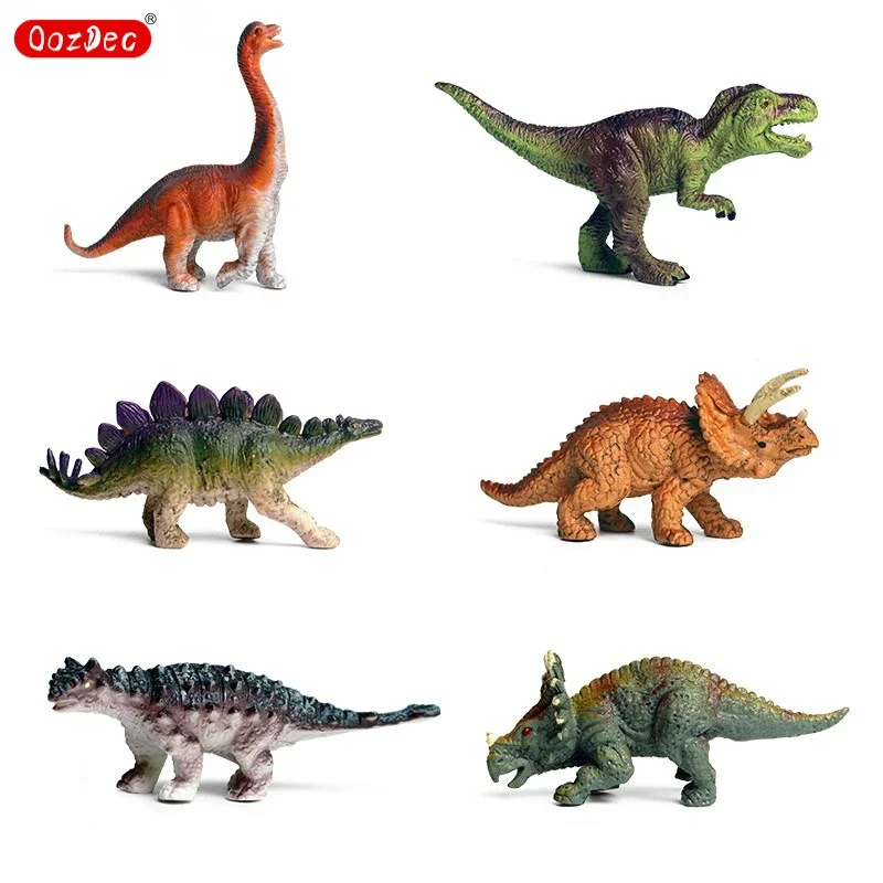 6 Pcs Mini Jurassic Dinosaur World Stegosaurus Brachiosaurus Solid Pvc Animal Figurine Cake Decoration Toy For Kids Gift