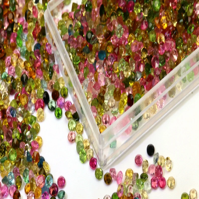 Factory Price Small Size Loose Gemstone Colorful 2.0-3.0mm Round Brilliant Cut Natural Tourmaline For Jewelry Making 6