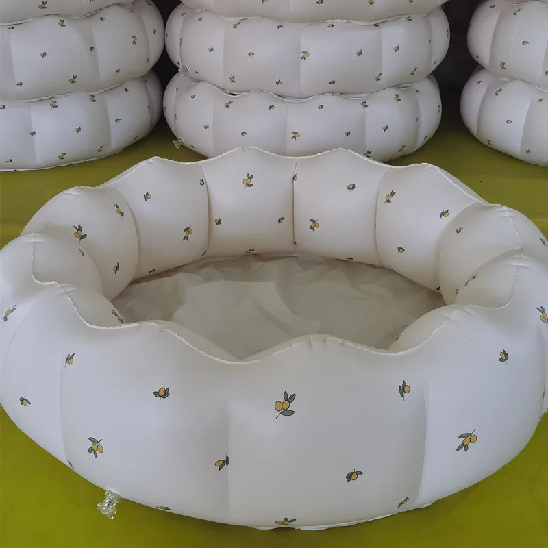 Baby Inflatable Tub Cute Print Petal Pool Baby Bathtub PVC Newborn Swimming Pool Portable Carry Baby Indoor Outdoor Play Pool