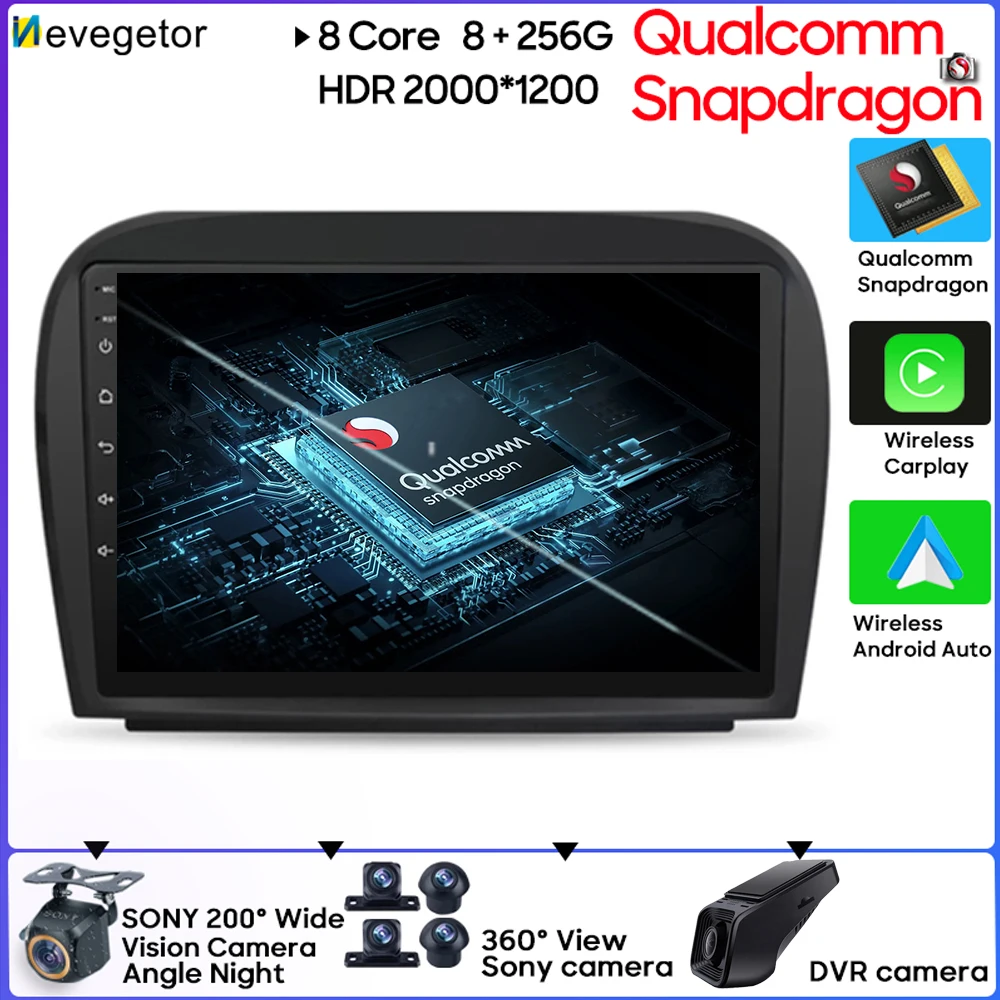 9 Pollici Android 13 Per Mercedes Benz Sl R230 Sl350 Sl500 Sl55 Sl600 Sl65 2001-2007 Ips Lettore Multimediale Radio Di Navigazione Gps Per Auto