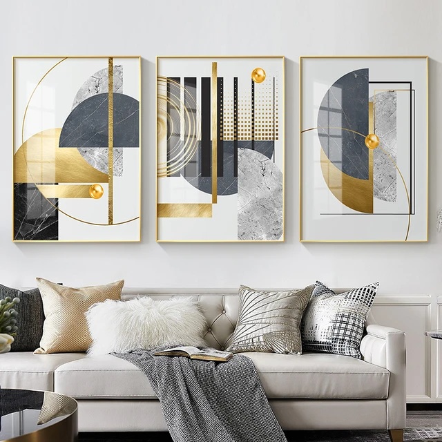 Golden Foil Abstract Art Geometric Canvas | Modern Abstract Paintings  Canvas Living - Painting & Calligraphy - Aliexpress | Leinwandbilder