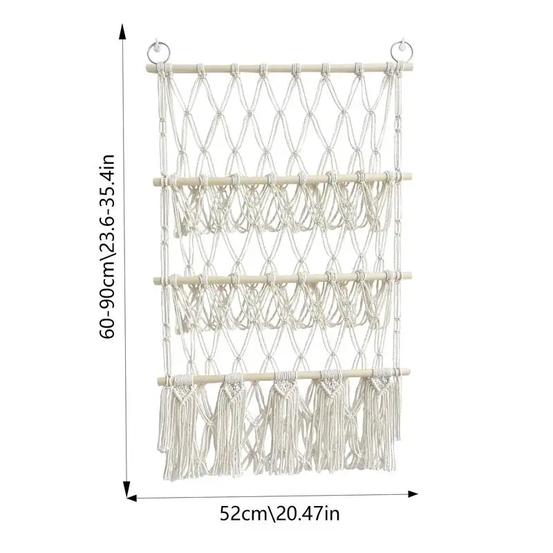 Macrame 책 거치대 매달린 메쉬 직조 부드러운 해먹 봉제 장난감, 3 단 인형 보관 그물, 보육원 인형 동물 장식품