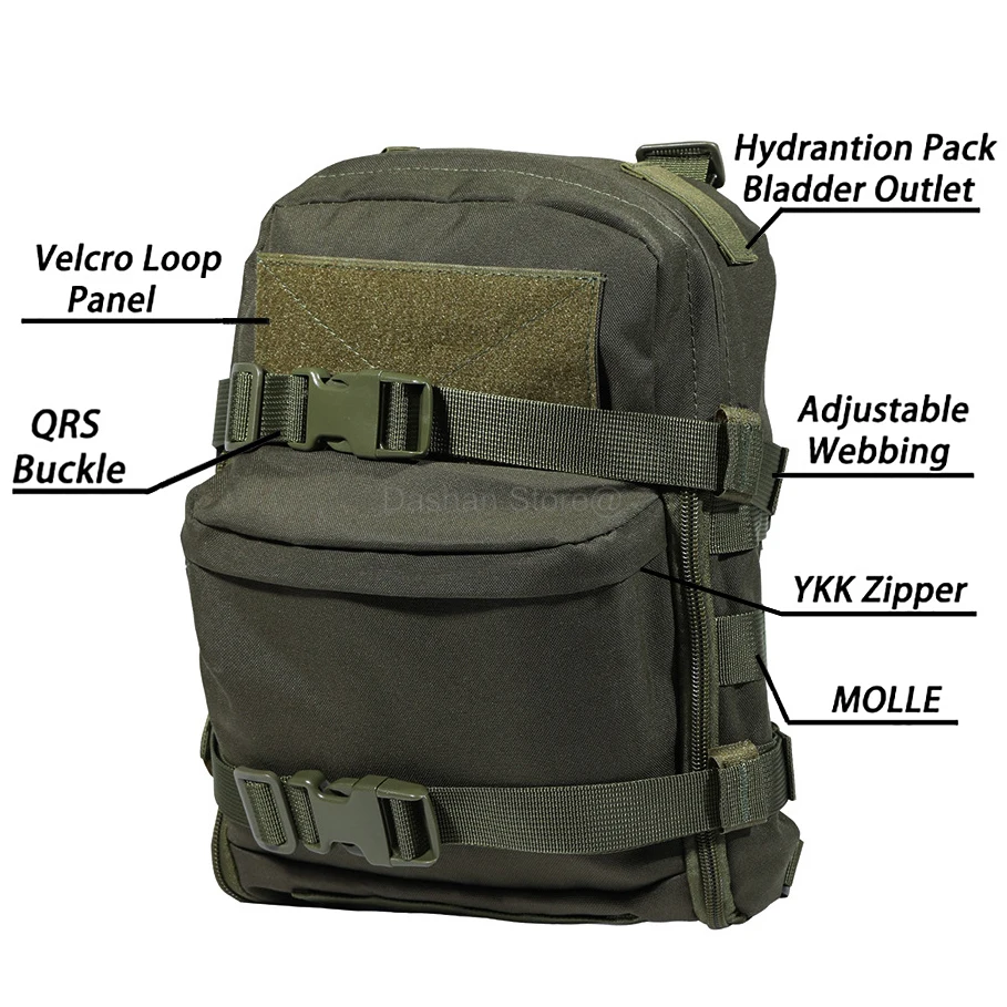 Tactical Hydration Pack Mini Back Panel Water Bag Nylon Molle Pouch Hunting Lightweight Vest Hose Accessories Zipper Backpack 3