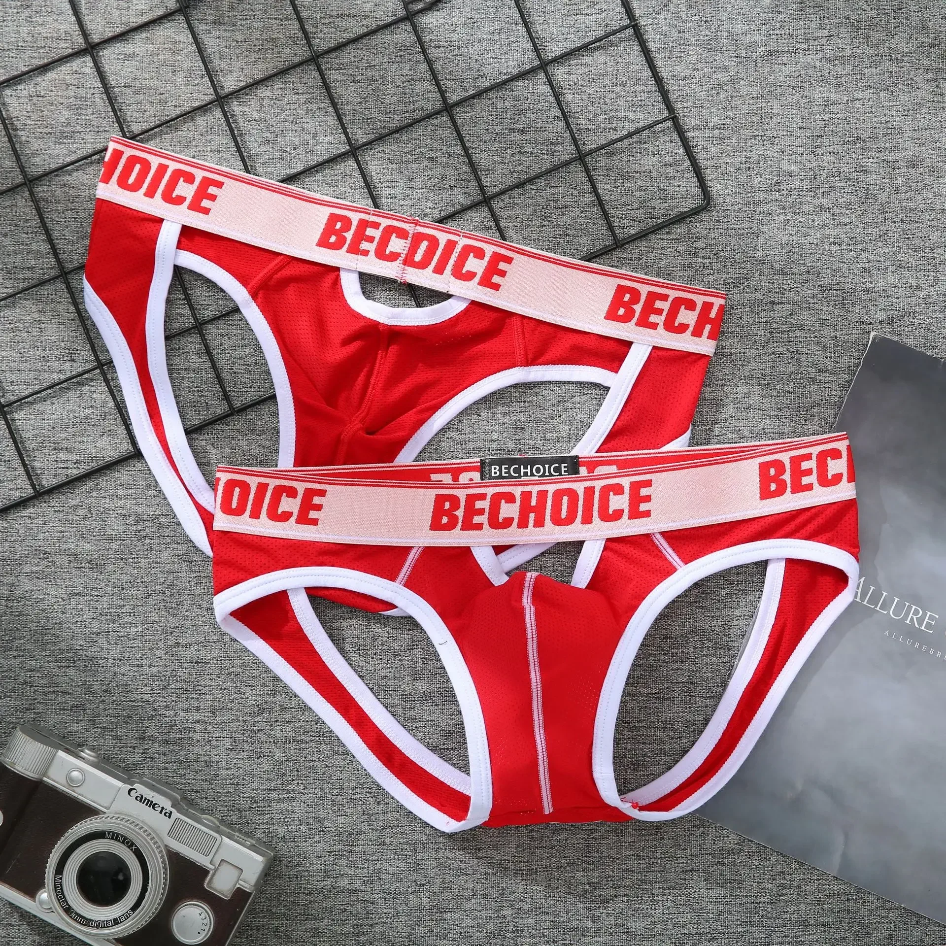 Men's back hollow low waist sexy underwear youth double T-pants 5