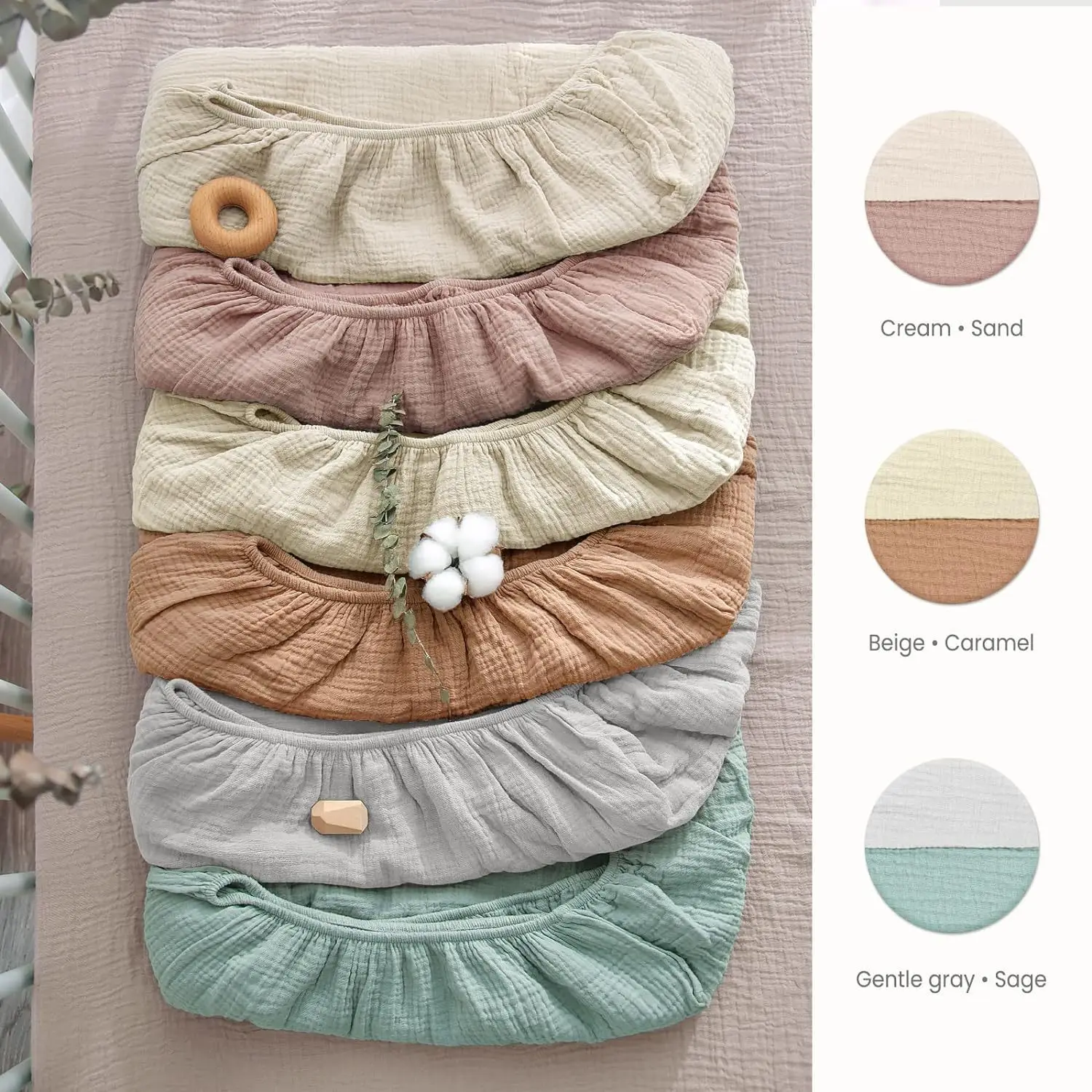 Baby Fitted Bassinet Sheet Newborn Changing Pad Cover Solid/Printed Breathable Crib Fitted Sheets Cradles Mattress Cover