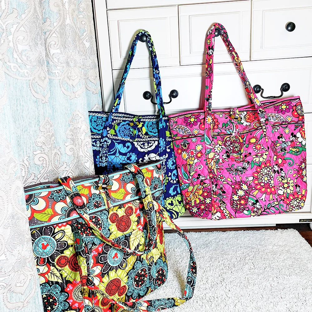 VB pure cotton rare pattern women's shoulder bag with large capacity foldable beach bag