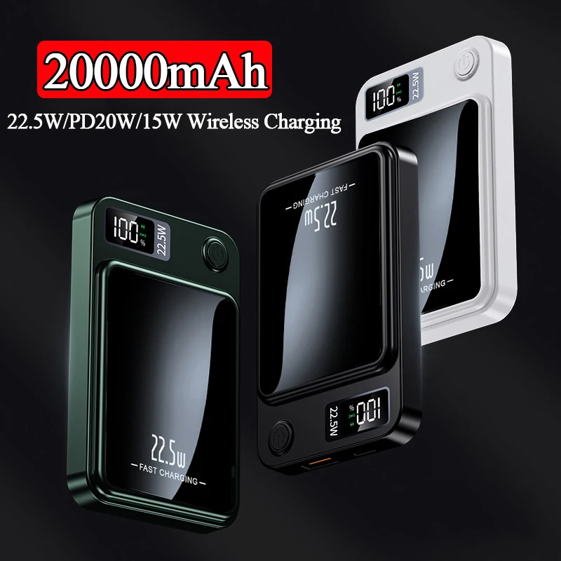 

Portable Wireless Power Bank 20000mAh 22.5W Fast Charging Magnetic Mini Powerbank For iPhone 14 13 12 Pro Xiaomi Samsung Huawei
