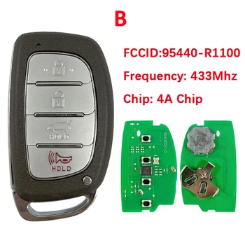 CN020306 3/4 단추 애프터마켓 스마트 자동차 키, 현대 HB20 2020 + 원격 포브 4A 칩, 433Mhz FCCID 95440-R1100 95440-R1000