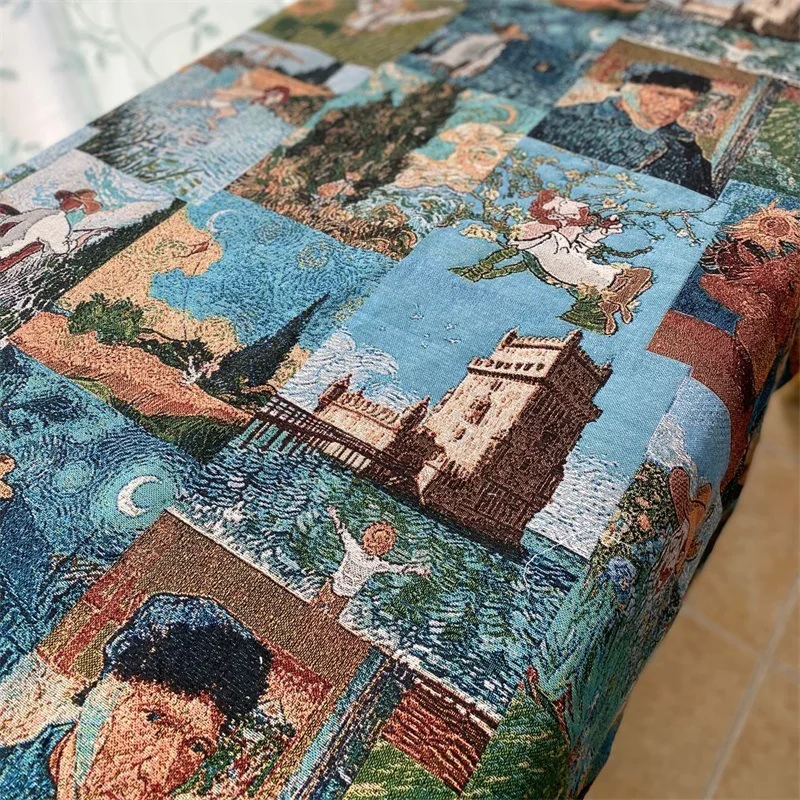 150x100cm Jacquard Stoff Tuch DIY Tischdecke Tisch Flagge Kissenbezug Tischset Ölgemälde Stil Böhmischen Kleid Stoff Tücher – Detail 19
