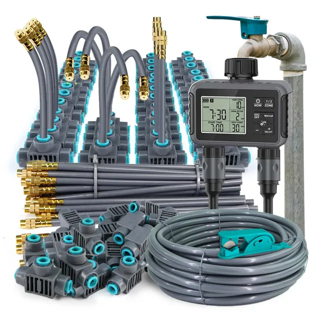 Écran LCD intelligent indépendant à double Zone, minuterie d'arrosage de jardin, Kit de pulvérisation d'atomisation, système de refroidissement par brume, contrôleur d'irrigation 1