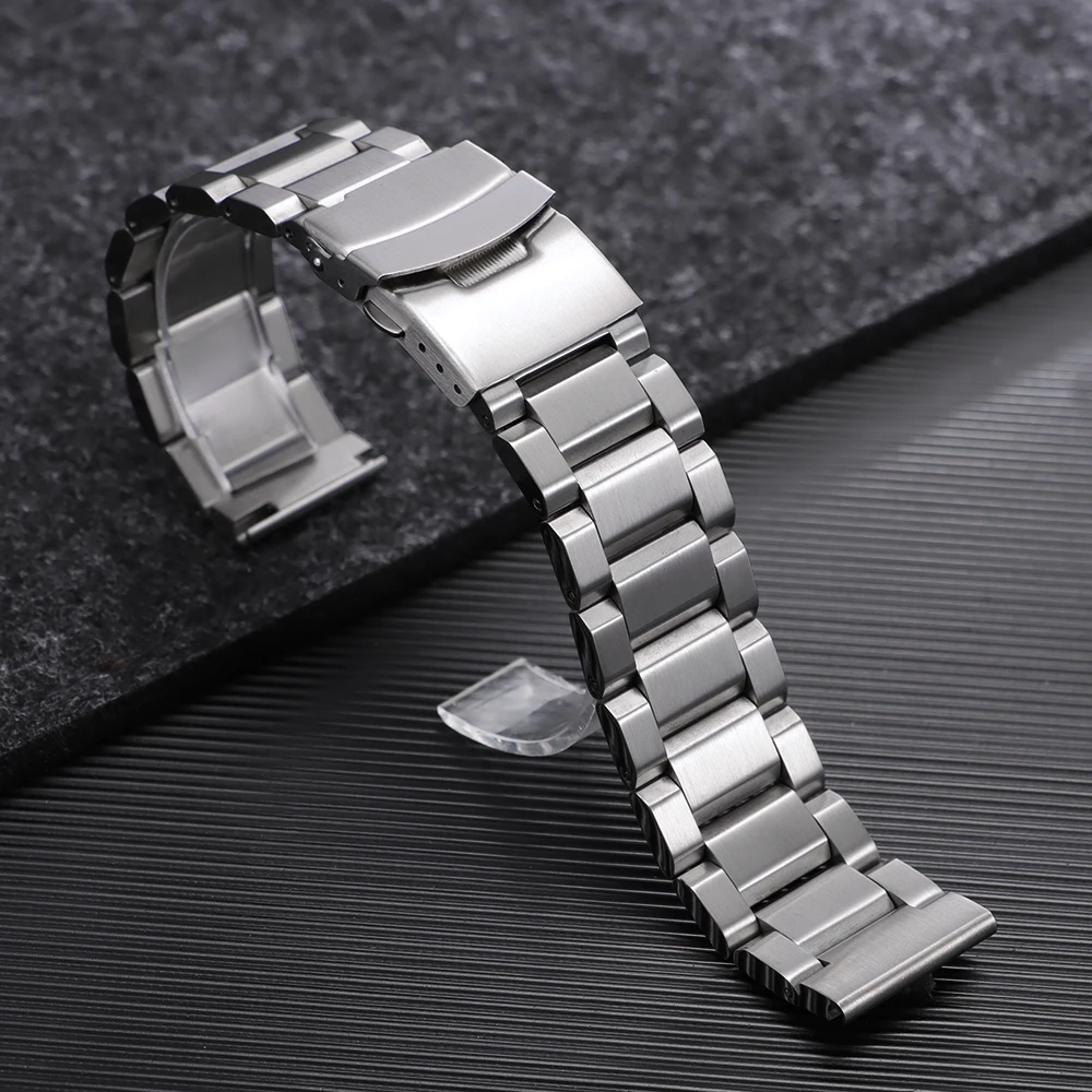 Stainless Steel Watch Band with Folding Buckle - Adjustable Strap