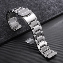 Stainless Steel Watch Band with Folding Buckle - Adjustable Strap - 22mm (Silver)