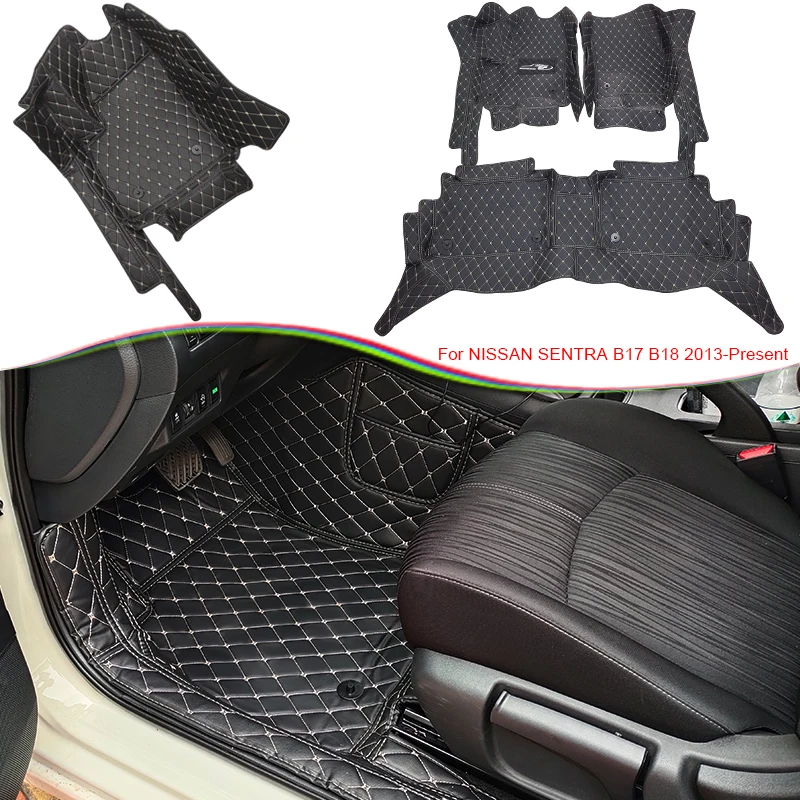 

Custom PU Leather Car Floor Mat For Nissan Sentra B17 B18 2013-2025 Waterproof Wire Mat Wear-resistant Internal Auto Accessory
