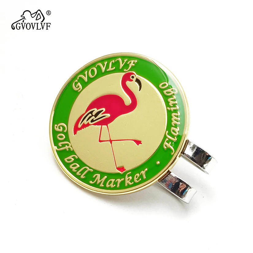 Golf Ball Markers Golf Flamingo Pattern Hat Clip Cartoon Shape Magnetic Ball Marker Accessory 1pc
